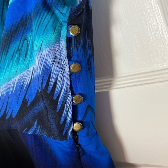 12TH ST CYNTHIA VINCENT Sleeveless Pleated Faux Wrap V-Neck Tie Dye Mini Dress S - Picture 5 of 7